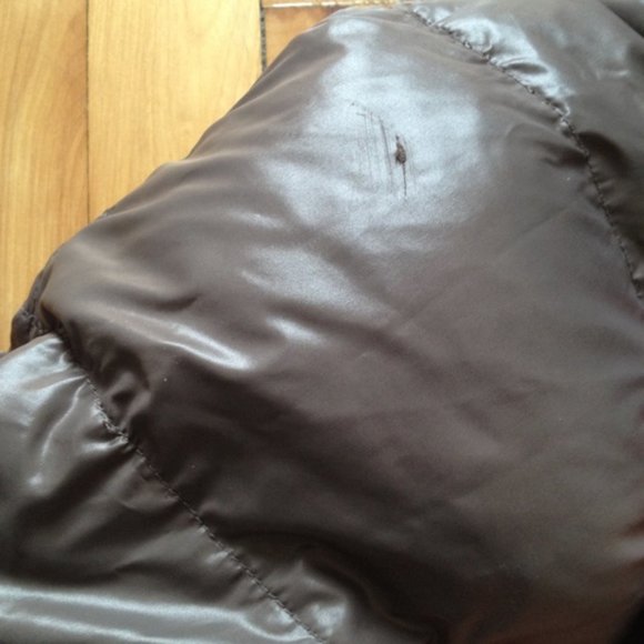 Long brown reversible puffer coat - size S - Picture 7 of 8